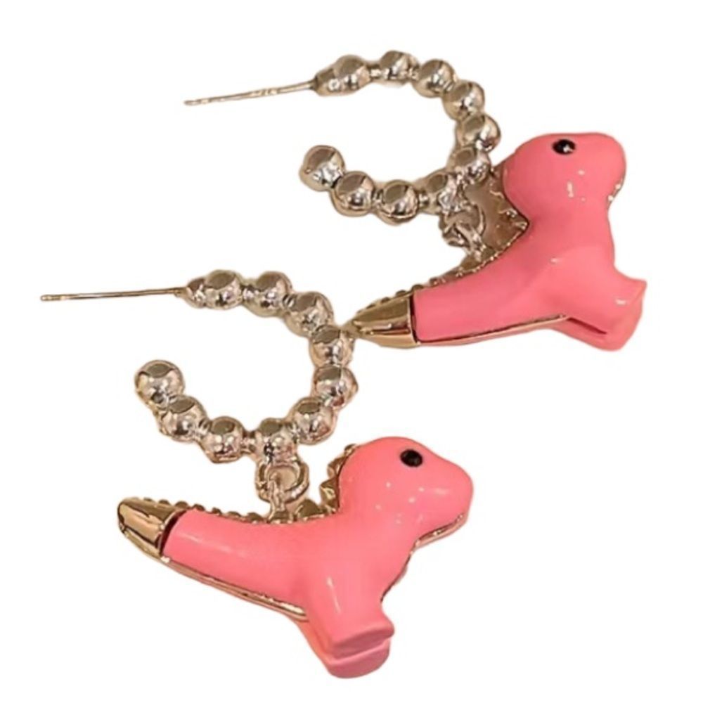 Cute Unique Pink Dinosaur Earrings